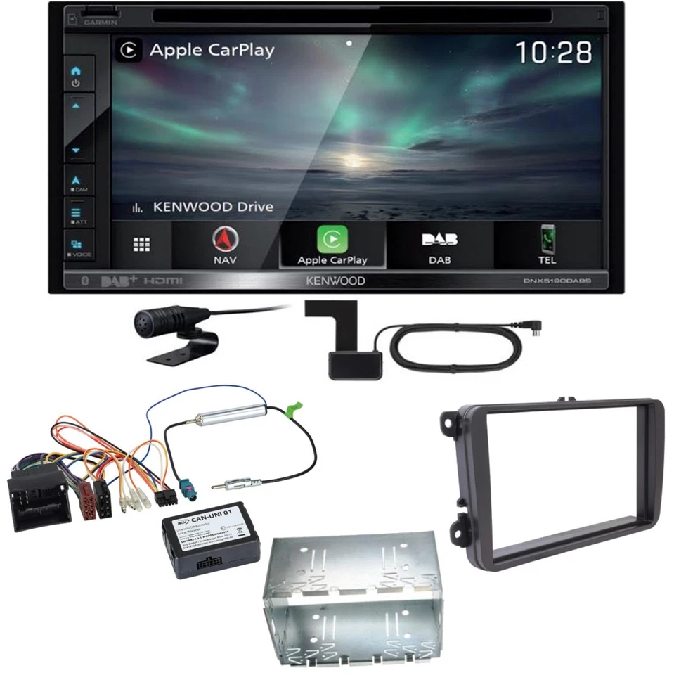 Kenwood DNX-5190DABS Navi CarPlay DAB+ Einbauset für Tiguan Amarok Caddy Jetta - Bild 1 von 1