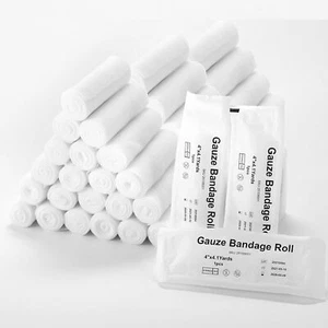 24 Rolls/Box, Rolled Gauze Bandage 4"x4.1 yd Sterile Stretch w/ 2 Medical Tape - Picture 1 of 10