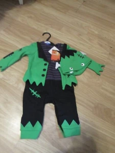 BABY'S FRANKENSTEIN/HALLOWEEN THEMED 2 PIECE COSTUME WITH HAT SIZE 3 TO 6 MONTHS - Picture 1 of 9