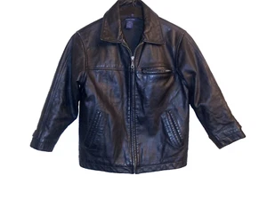 Class Club Leather Black Motorcycle Youth Biker Jacket Boys Girls 8/10 - Picture 1 of 4