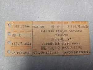 Grateful Dead Vintage Concert Ticket Stub PITTSBURGH Arena Tues July 2 1985 - Picture 1 of 2