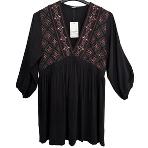 Desigual Dress Women's Size US S/EUR M MEX 32 V-Neck 3/4 Puff Sleeve NEW - Picture 1 of 14
