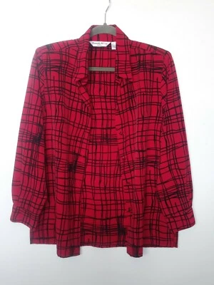 Camiseta Top Vintage Gola Tamanho M Estampa Geométrica VERMELHA Beverly Rose Manga Longa SEM FERRO - Imagem 1 de 4