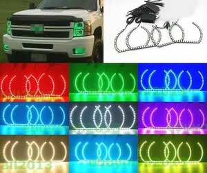 Bluetooth App RGB Halo Ring Devil Demon Angel Eyes For Chevy Colorado Flash DRL - Picture 1 of 17