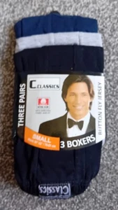 Men's Button Fly Jersey Boxer Shorts Size Small 3 Pairs Bnwt - Picture 1 of 2