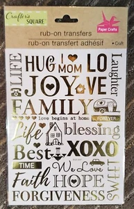 Rub On Transfers Gold Foil Phrases Words 8"x6" Crafters Square Buy More & Save - Picture 1 of 2