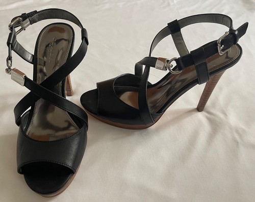 Scarpe sandalo donna Coach Wendelle Classc Veg pelle tacco nero nuove con scatola taglia 7 M