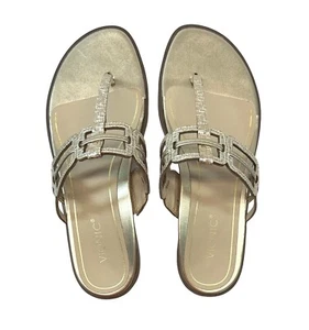 Vionic Alvana Sandalias Planas Tanga Cuero Dorado Mujer Talla 8 - Imagen 1 de 7