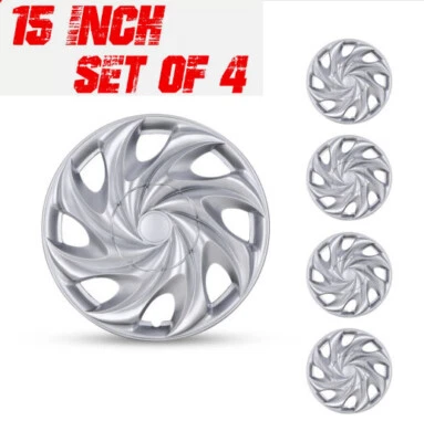 Juego de 4 tapacubos completos a presión de cubierta de llanta de 15" para actualización para neumáticos R15 y acero  Foto 1 de 4