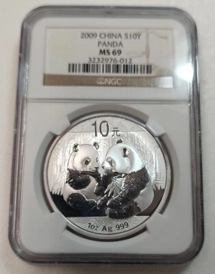 2009 China 10 Yuan S10Y 1oz .999 Silver Panda NGC MS69 #3232976-012 - Image 1 of 2