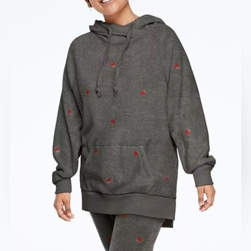 UNDERCOVER Felpa con cappuccio ROSA Victoria’s Secret ricamata rose grigio pile donna taglia small