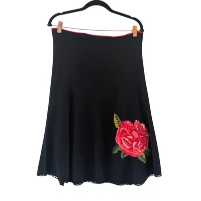 Viola Anthropologie Rose Splendor Sweater Skirt Size S Wool A Line Embroidered - Image 1 of 4