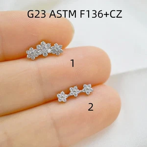 10 Stck. G23 Titan F136 CZ Lippe Labret Stab Ohr Helix Tragus Turm Langhanteln Stecker - Bild 1 von 8