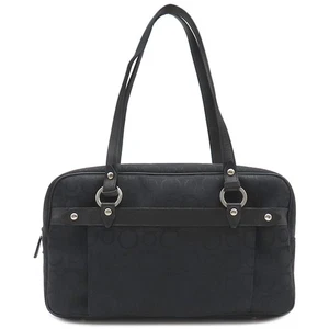Salvatore Ferragamo Handbag Gancini canvas leather black SilverMetal Shou - Picture 1 of 14