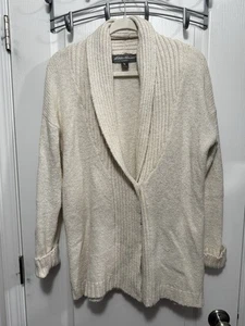 Eddie Bauer Lounge Cardigan Sweater Women’s L Ivory Long Sleeve Cozy Neutral - Picture 1 of 18