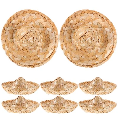  8 mini cappelli di paglia per bambola con cappello a cilindro in maglia di - Immagine 1 di 4