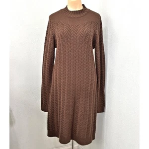 Vestido Suéter Kuhl Para Mujer Gia Talla Mediana Marrón Chocolate Espiga Cable - Imagen 1 de 8