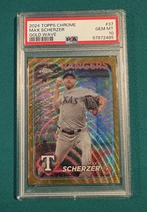 2024 Topps Chrome #37 Max Scherzer Gold Wave Parallel /50 PSA 10 GEM MT  - Picture 1 of 2