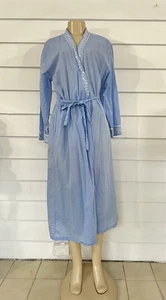 Gebrauchter Eileen West Damen Wickel langer Morgenmantel Schlaf Chambray blau Größe S M Y476C - Bild 1 von 19