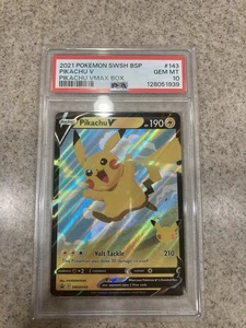 PSA 10 2021 Pokemon Swsh Bsp Pikachu V Pikachu VMAX BOX #143 - Picture 1 of 2