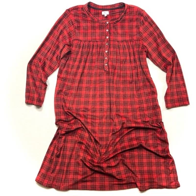 Wms 2X Red Plaid Soft Fleece Nightgown Pajamas Modest Cozy Cottagecore Christmas - Image 1 of 4