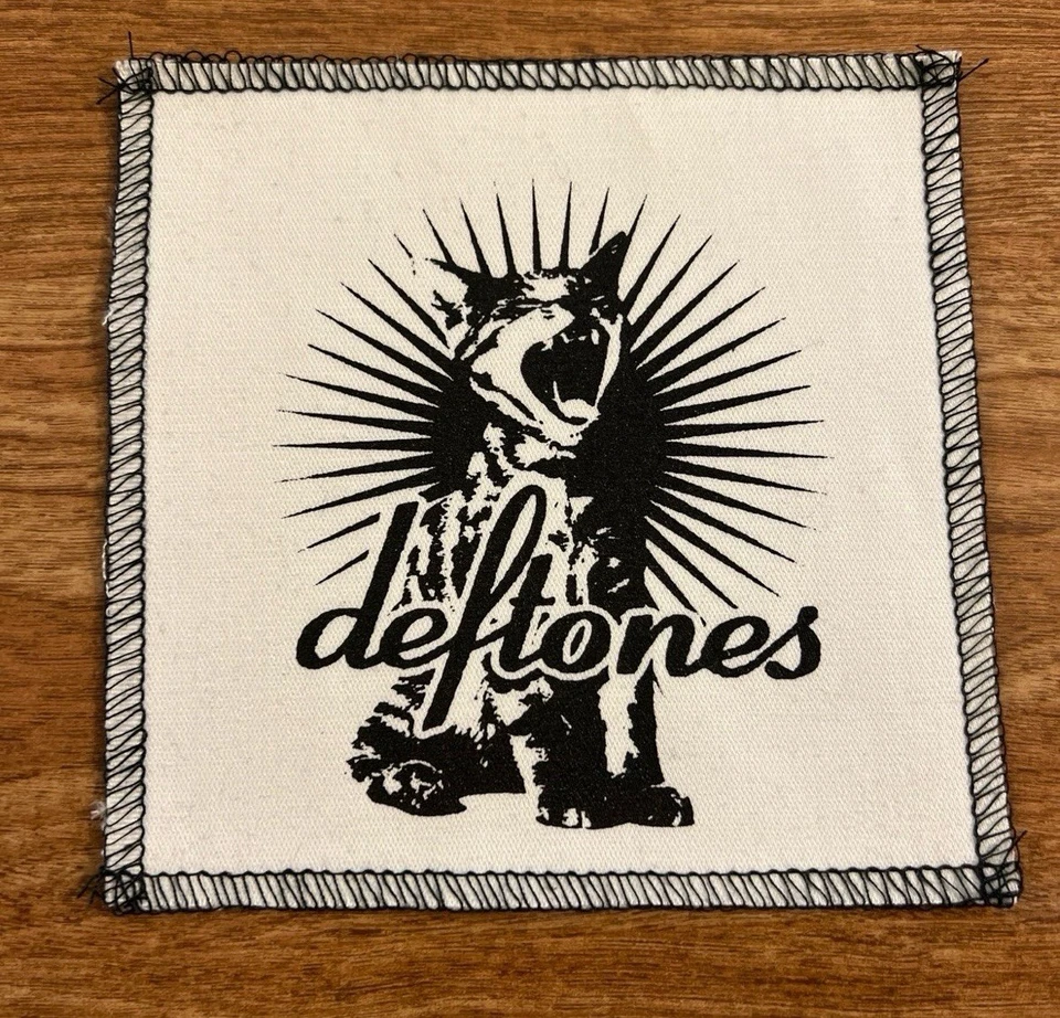 NEW Deftones XL White Cloth Sew On Patch, 5” x 5” - Image 1 of 1