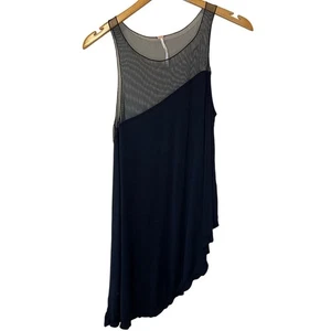 Free People Riley asymmetrisches Netz Top schwarz Boho Relaxed Fit Tanktop Small - Bild 1 von 10