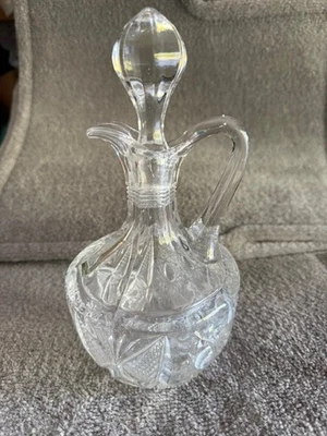 Antigua jarra de cristal EAPG con tapón - patrón de diamante Hobstar Foto 1 de 4