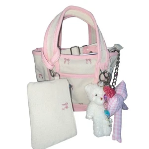 Madden Girl Mini Tote Pink Bows Viral Teddy Bear Charms Back To School Purse - Picture 1 of 10