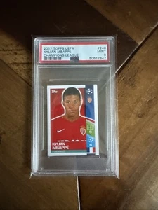 Kylian Mbappe 2017 Topps UEFA Champions League Sticker PSA 9 - Picture 1 of 2