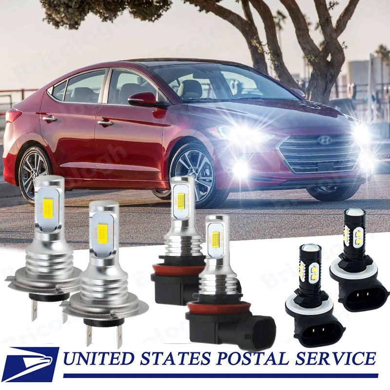 For Hyundai Elantra GT 2013-2017 - LED Headlight Bulbs Hi Lo Beam + Fog Lamp HKB - Image 1 of 4