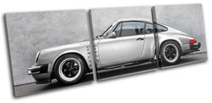 Concrete Classic Porsche 911 Cars TREBLE CANVAS WALL ART Picture Print - Picture 1 of 1
