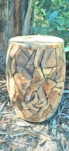 Patchwork Teakwood Stool/Side table - Picture 1 of 7
