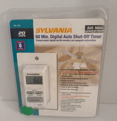 Sylvania 60-Minute Digital Auto Shut-Off Timer 20-Amp SA155 Light Fans Whirlpool - Image 1 of 4