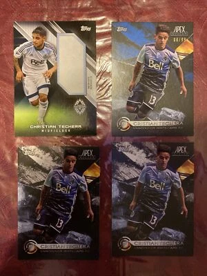 2016 Topps MLS Cristian Techera 4 LOT - Jumbo Relic 44/55 Apex Blue 8/99 2 Basic - Image 1 of 4