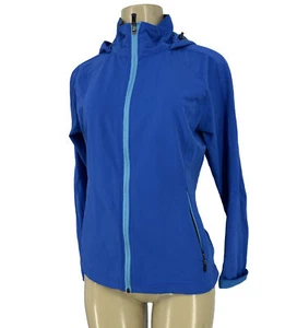 REI XS Women Full Zip Windbreaker Hooded Zip Pockets Outdoor Blue 37-23 - Picture 1 of 12
