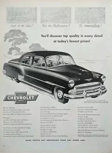 1951 Chevrolet Styleline De Luxe 4 Door Hardtop Sedan Print Ad Black & White - Picture 1 of 1