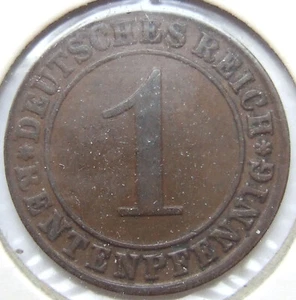 Münze Deutsches Reich Weimarer Republik 1 Rentenpfennig 1923 J in Sehr schön - Picture 1 of 2