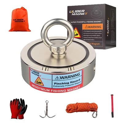 Aimants de pêche double face super puissants combinés 700 kg N52 Kit de pêche... - Photo 1/4