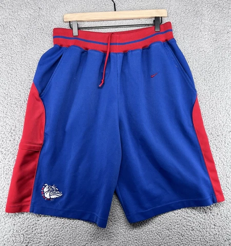 Vintage Gonzaga Bulldogs Basketball Shorts Mens L Blue Red Nike Team Distressed Cover