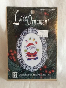 NEW Designs For The Needle - Lace Christmas Ornament Kit - 1234 Juggling Santa - Imagen 1 de 2