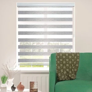 36x72 Grey Zebra Shade Blind Roller Custom Window Treatment for Privacy & Light - Picture 1 of 11