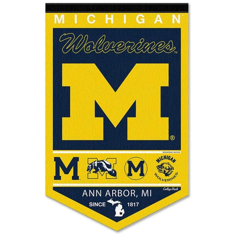 Michigan Wolverines Heritage Logo History Banner Pennant Cover