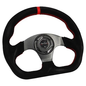 11" Universal Alcantara Drifting Racing Steering Wheel Aluminum 6 Bolt Red US - Picture 1 of 6