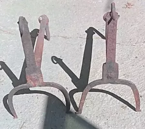 Kamin Andirons Feuerhunde primitiv antik handgeschmiedet - Bild 1 von 7