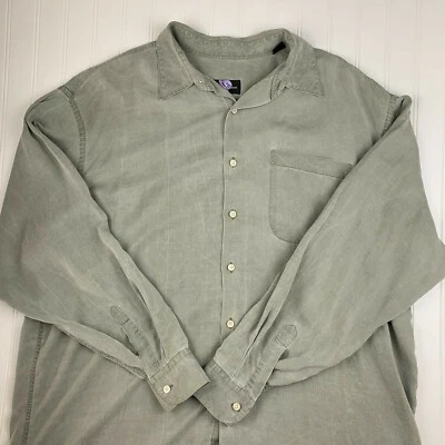 Mens Hickey Freema Button Up Shirt Mens Big Tall Beige Olive XL - Image 1 of 4