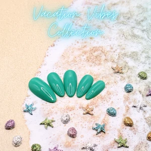 #437 Deep Teal Press On Nails | Handmade | Hard Gel Glue On Nails - Picture 1 of 9