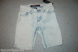 Girls STONEWASHED DENIM BERMUDA SHORTS Bleached Look ROLL CUFF Adj Waist SIZE 4 - Picture 1 of 2