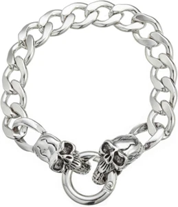Biker Jewelry Skull Chain Bracelet for Men Vintage Gothic Punk Skull Bracelet Cu - Picture 1 of 4