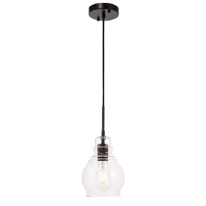 Living District Pierce 1 Light Pendant, Black/Seeded - LD6201BK - Picture 1 of 1